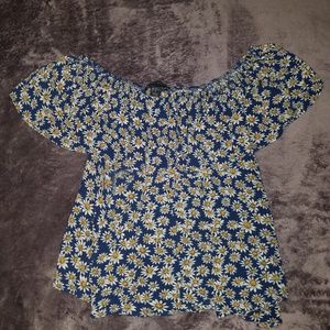 Flower patter off the shoulder shirt